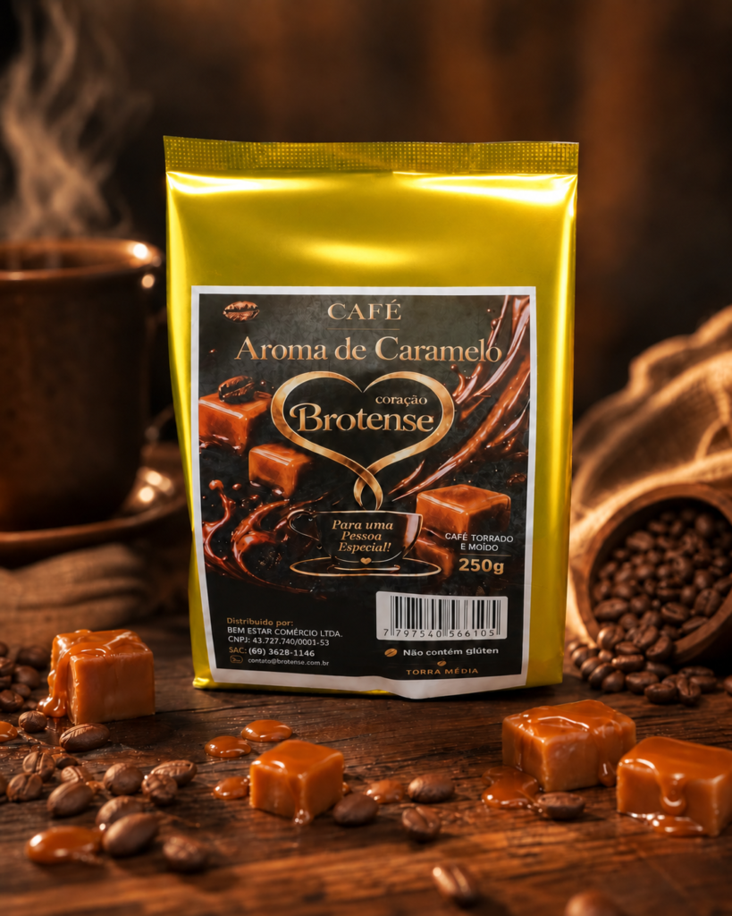 Embalagem do Café Aroma de Caramelo, torrado e moído, 250g